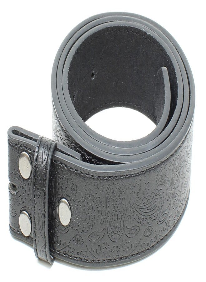 BC Belts Leather Belt Strap with Western Skull and Paisley Embossed Pattern 1.5" Wide with Snaps (Black-M) - Image 2